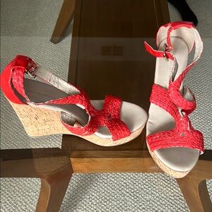 Red Wedge Sandals